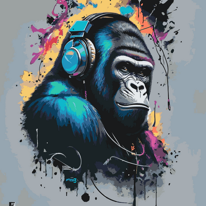 Paint by Numbers - Gorilla med hovedtelefoner