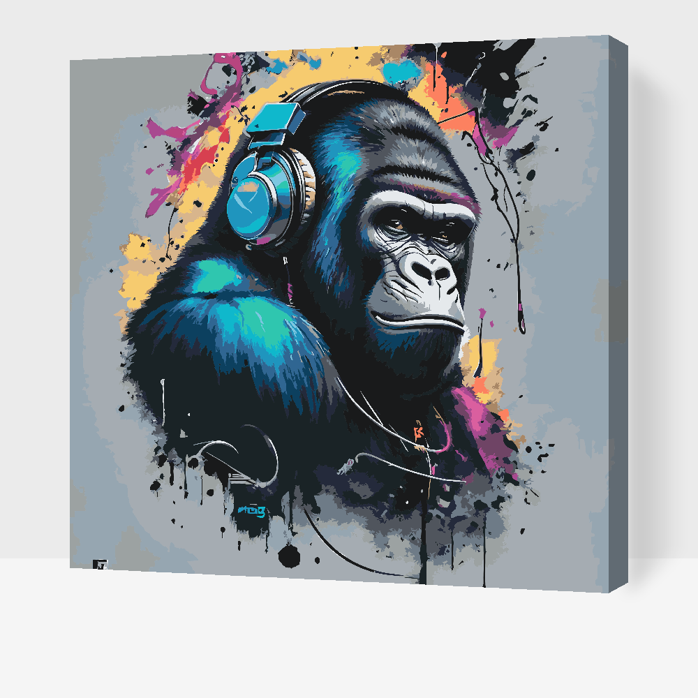 Paint by Numbers - Gorilla med hovedtelefoner