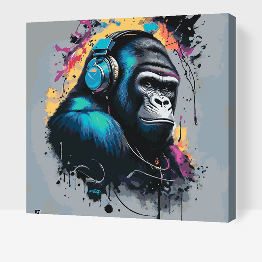 Paint by Numbers - Gorilla med hovedtelefoner