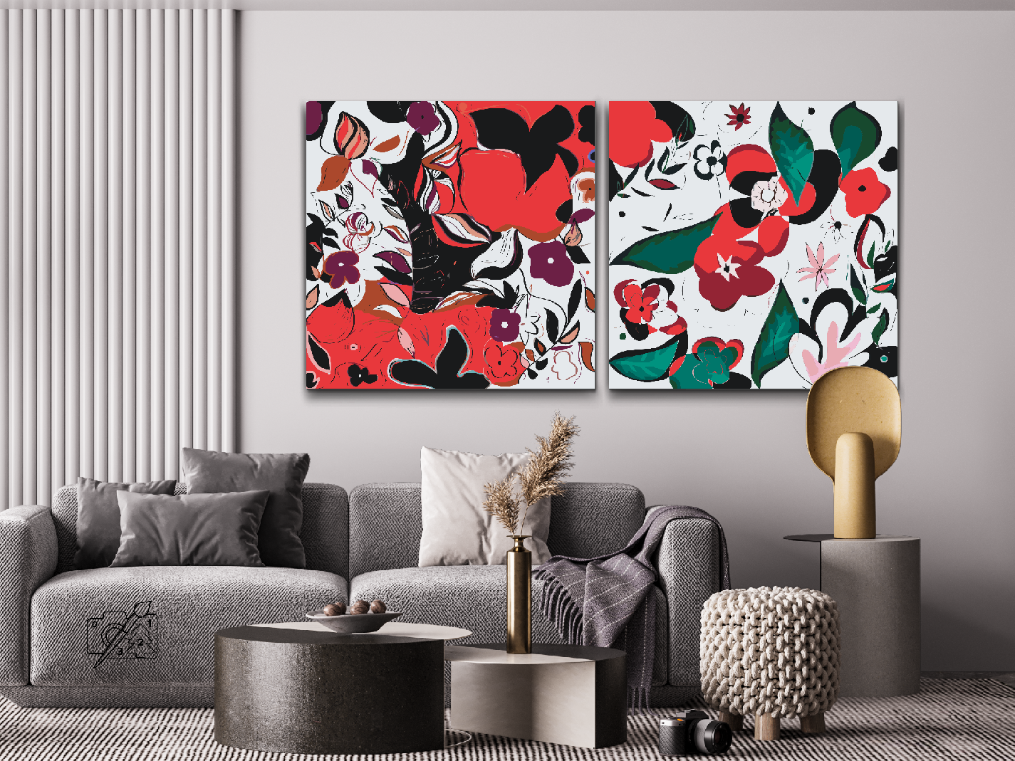 Paint by Numbers - Abstrakte blomster (sæt af 2)