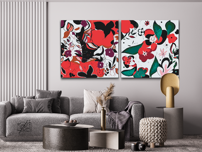 Paint by Numbers - Abstrakte blomster (sæt af 2)