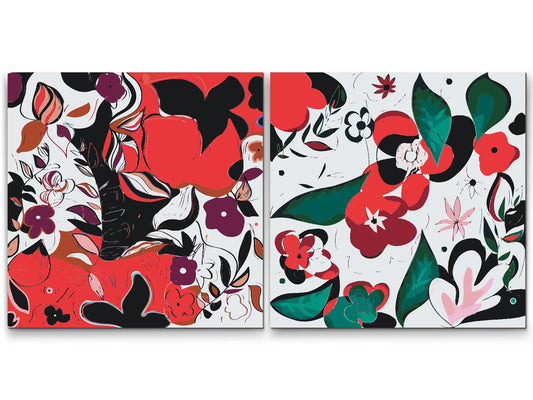 Paint by Numbers - Abstrakte blomster (sæt af 2)