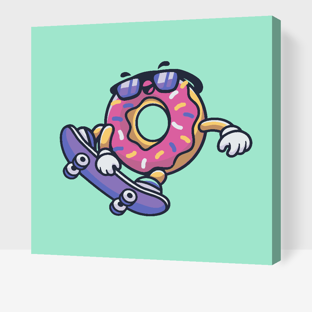 Paint by Numbers - Donut på skateboard