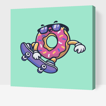 Paint by Numbers - Donut på skateboard