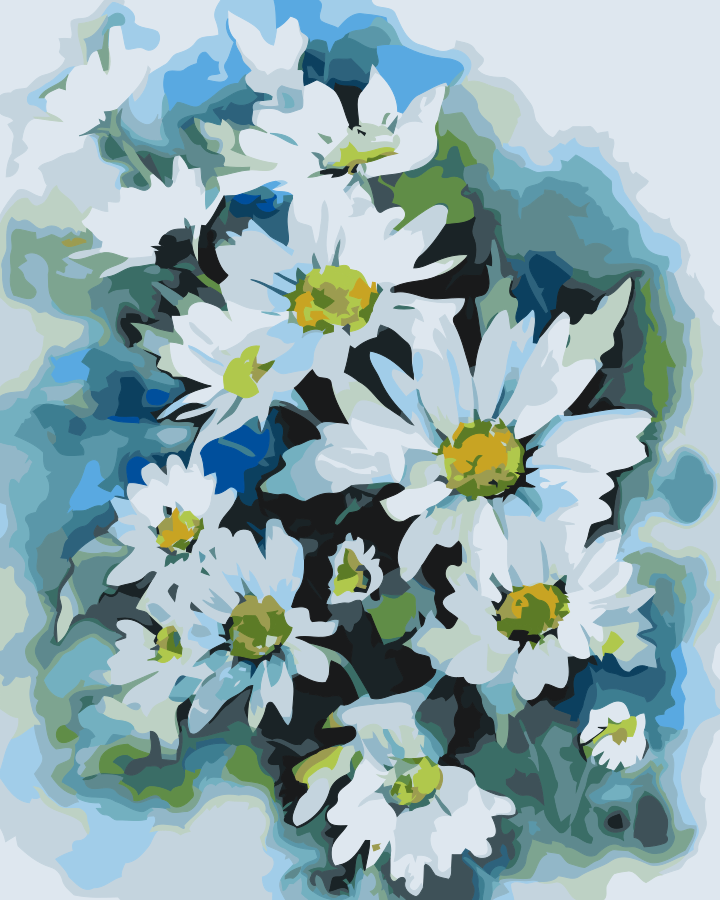 Paint by Numbers - Efterårsblomst, hvid aster
