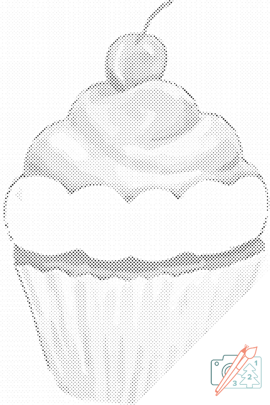 Mal-med-prikker -  Kirsebærmuffin