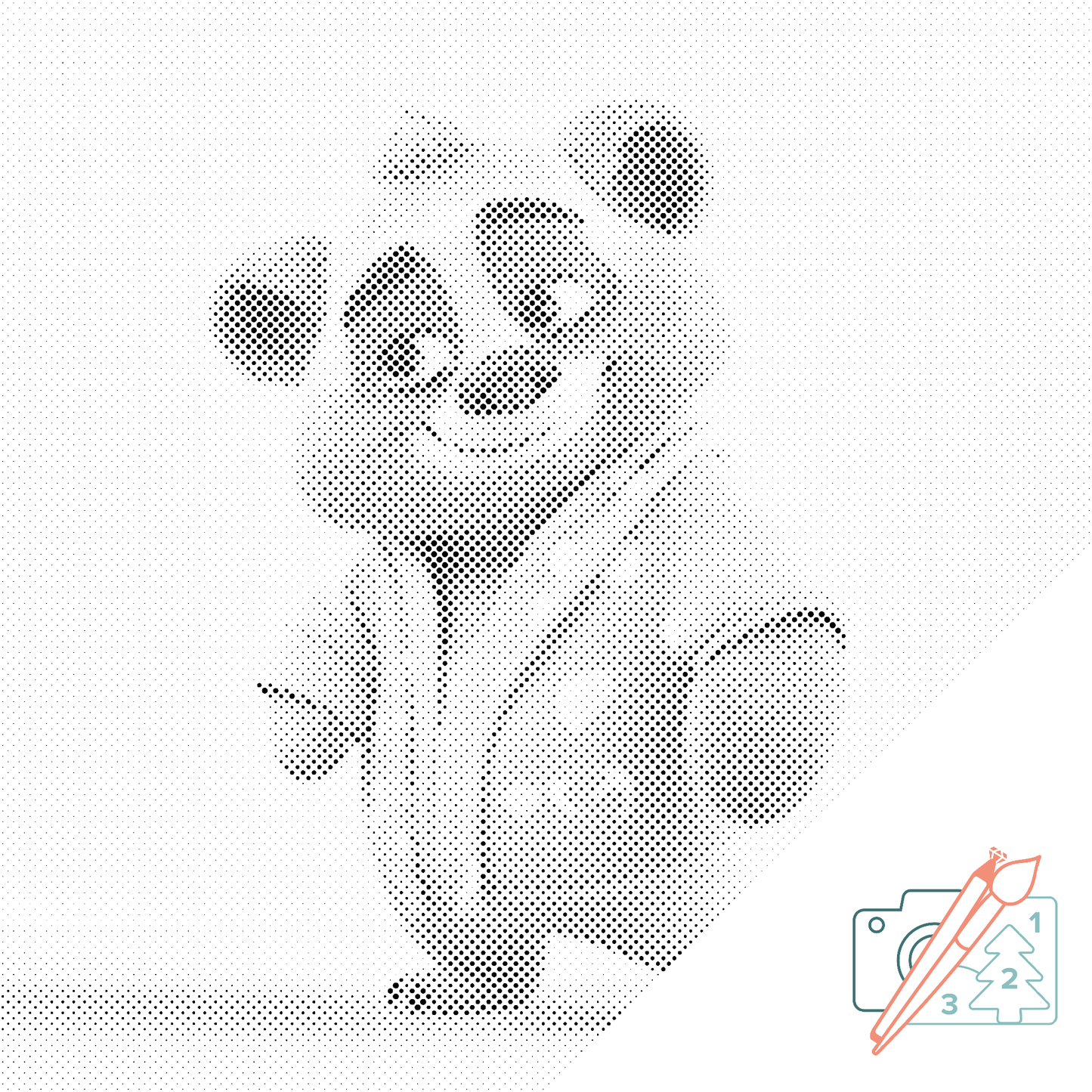 Mal-med-prikker -  Teddybjørn i pyjamas