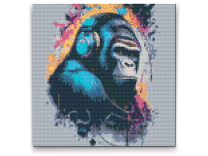 Diamond Painting - Gorilla med hovedtelefoner