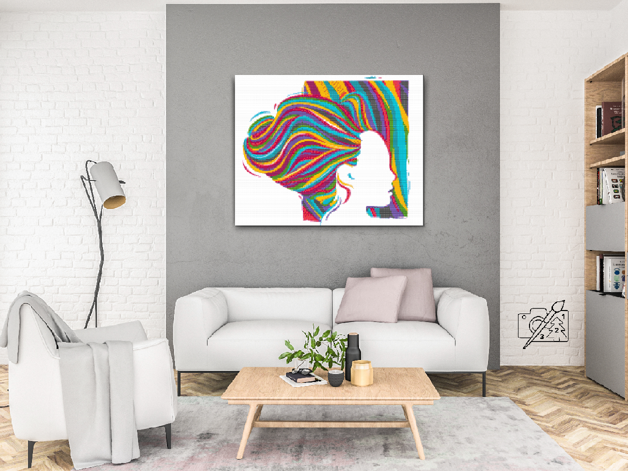 Diamond Painting - Kvinde med farverigt hår