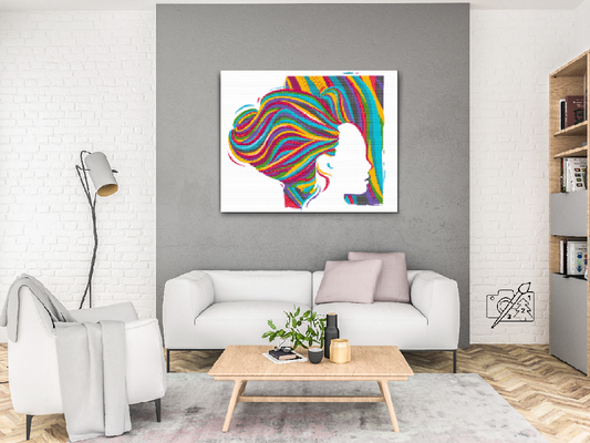 Diamond Painting - Kvinde med farverigt hår