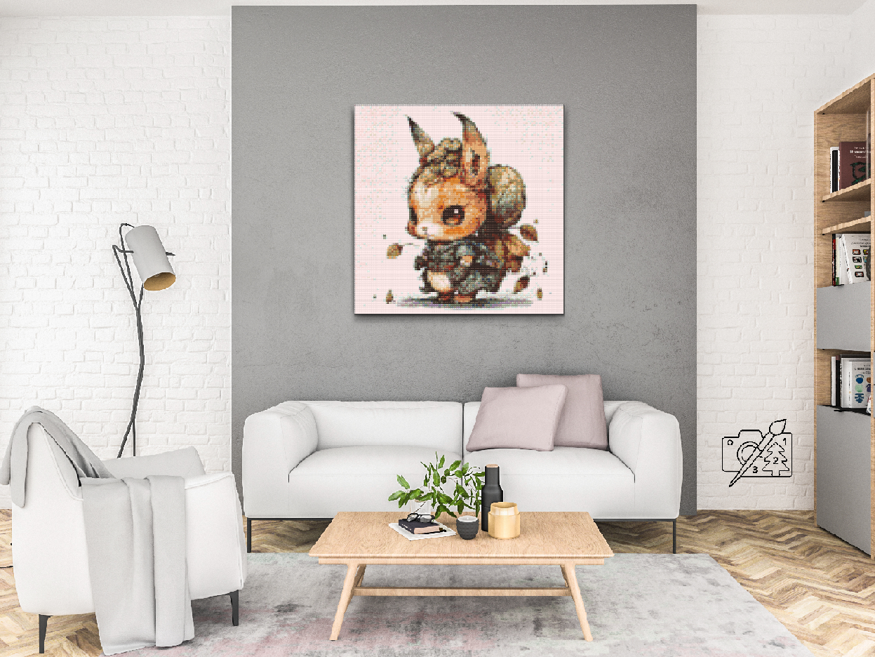 Diamond Painting - Hare med rygsæk af blade