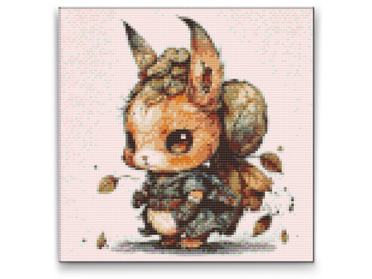 Diamond Painting - Hare med rygsæk af blade