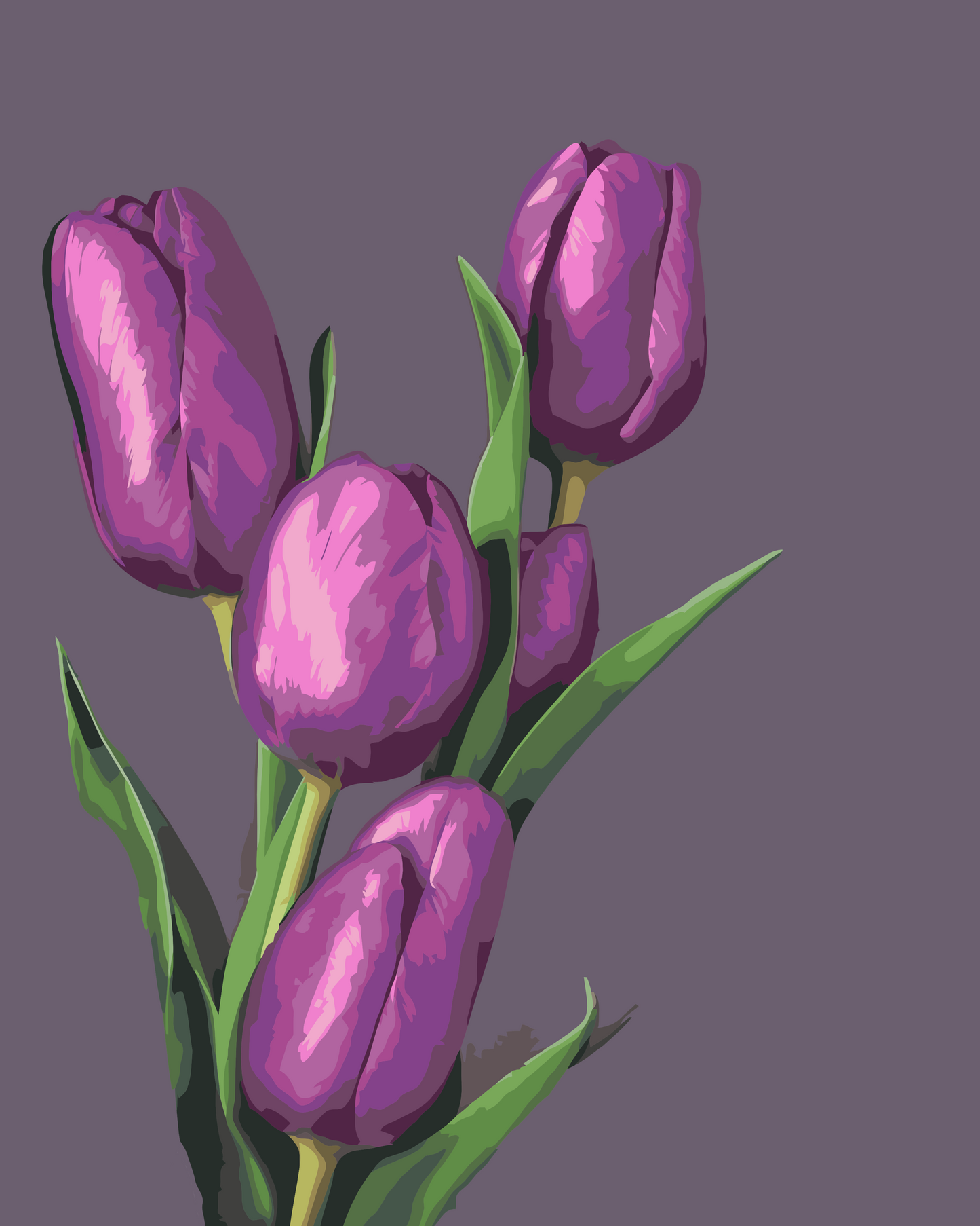 Paint by Numbers - Lilla tulipaner