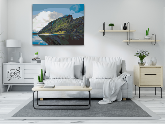 Paint by Numbers - Sø i bjergene, fjorden