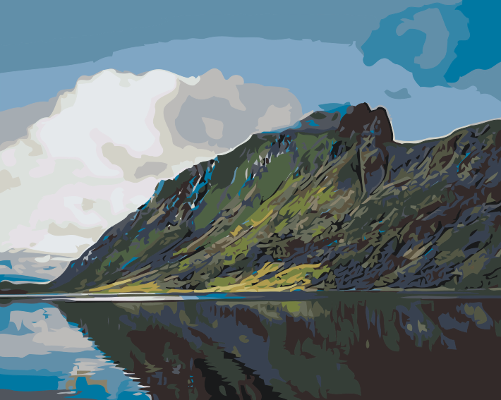 Paint by Numbers - Sø i bjergene, fjorden