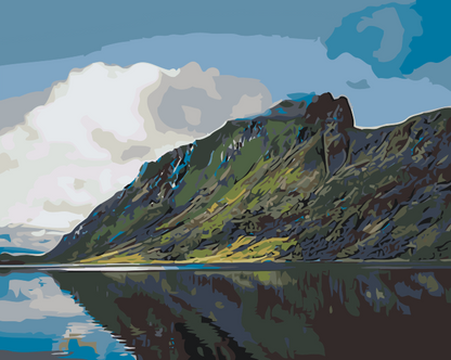 Paint by Numbers - Sø i bjergene, fjorden