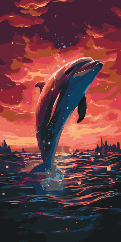 Paint by Numbers - Delfin ved solnedgang