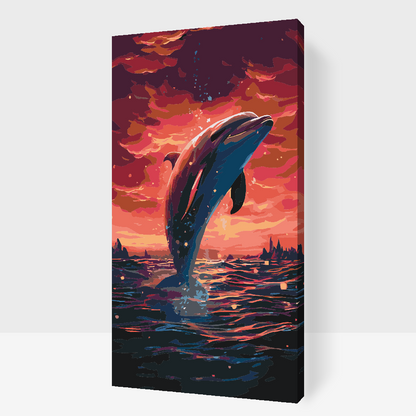 Paint by Numbers - Delfin ved solnedgang