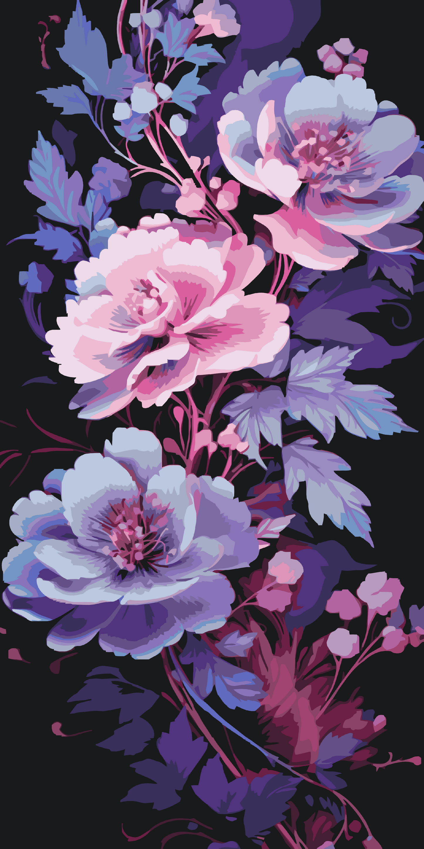 Paint by Numbers - Violetblå roser