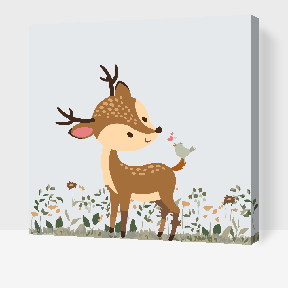 Paint by Numbers - Fawn med en birdie