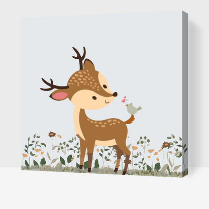 Paint by Numbers - Fawn med en birdie