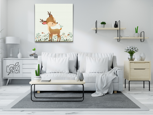 Diamond Painting - Fawn med en birdie