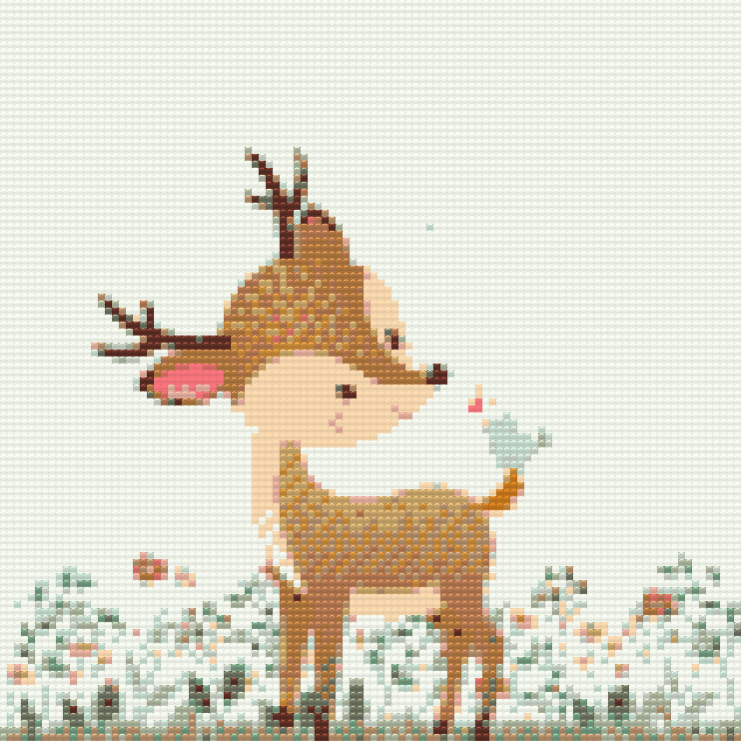 Diamond Painting - Fawn med en birdie
