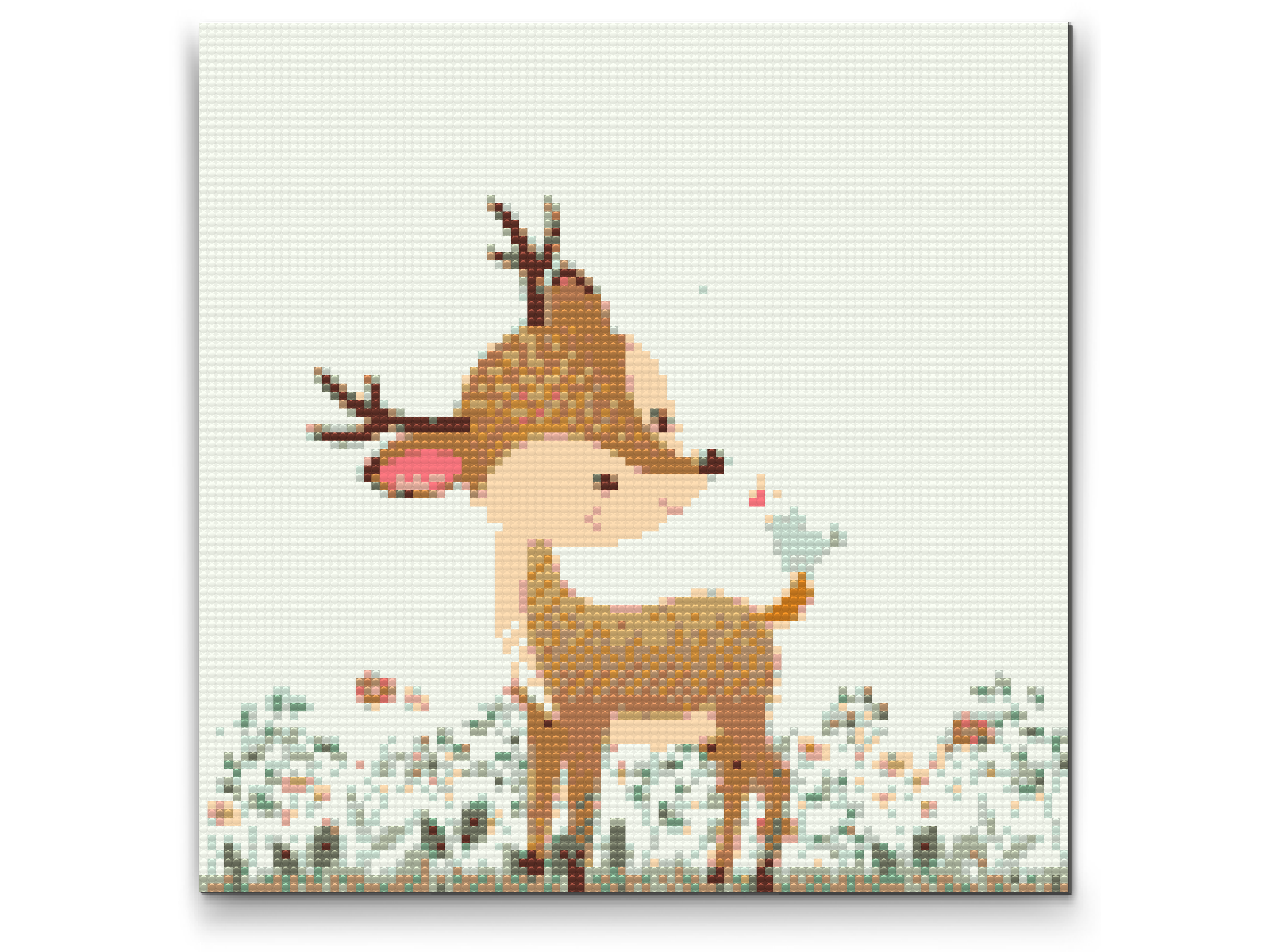Diamond Painting - Fawn med en birdie