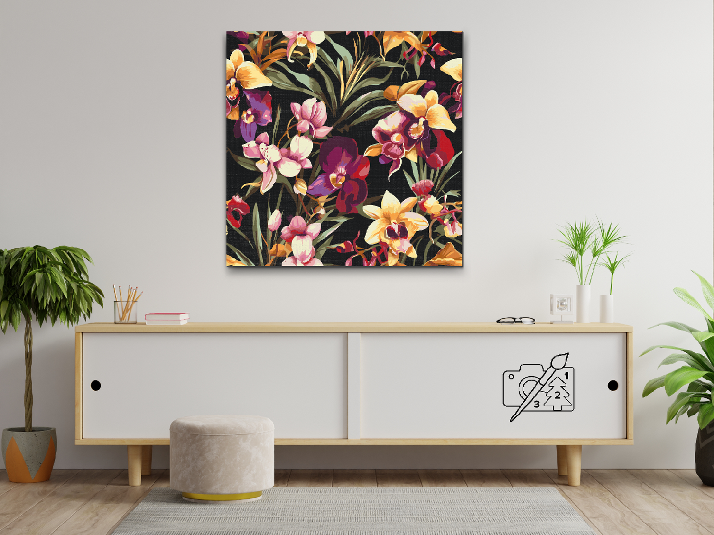 Paint by Numbers - Blomsterbaggrund - orkideer