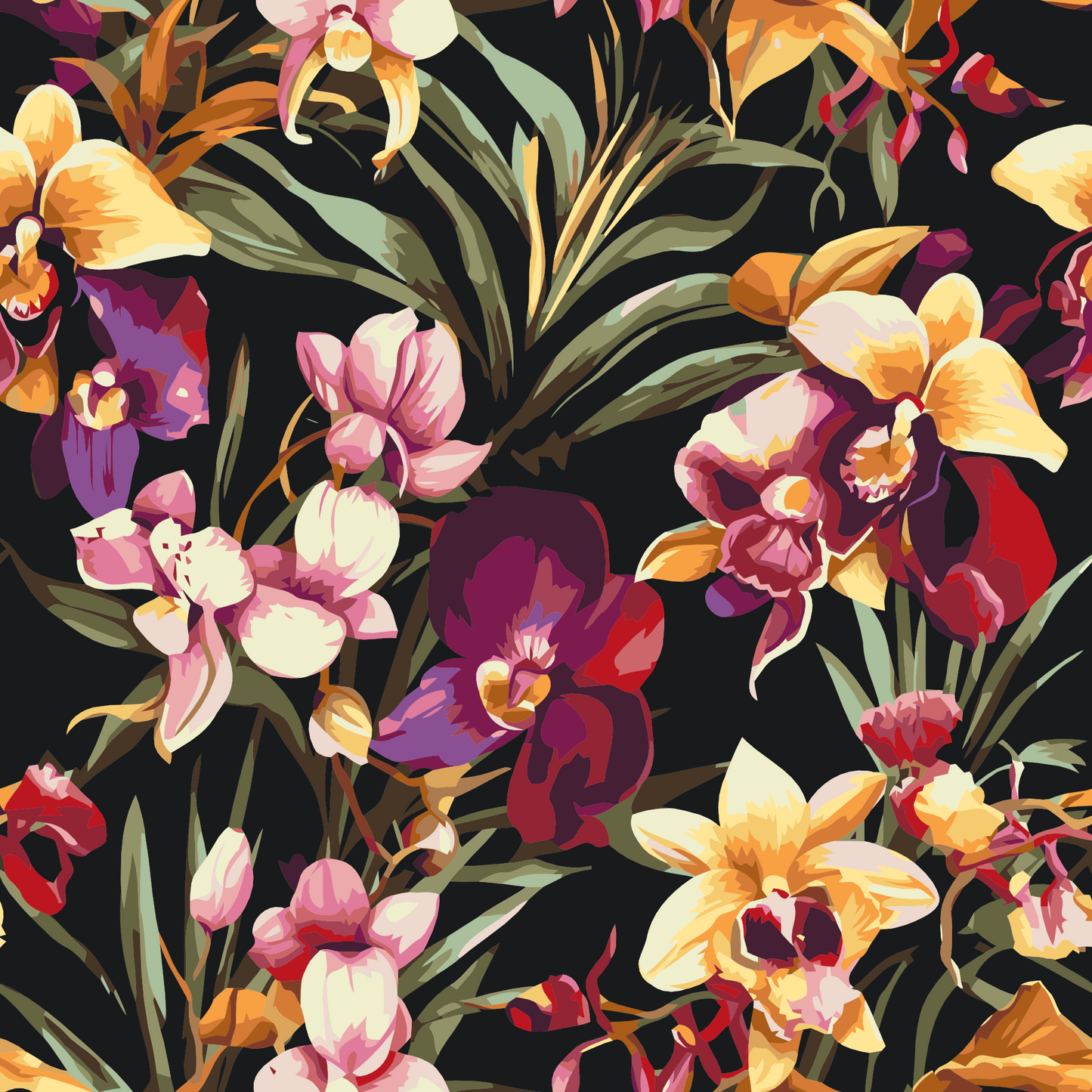 Paint by Numbers - Blomsterbaggrund - orkideer