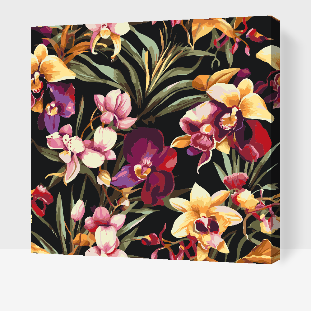 Paint by Numbers - Blomsterbaggrund - orkideer