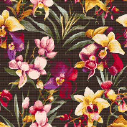 Diamond Painting - Blomsterbaggrund - orkideer
