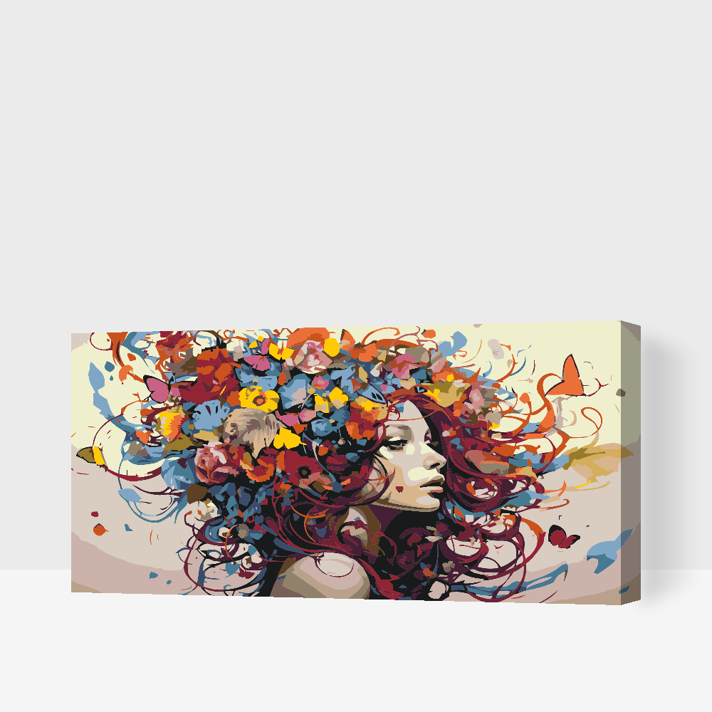 Paint by Numbers - Dame med sommerfugle i håret