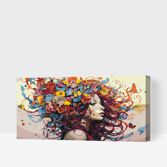 Paint by Numbers - Dame med sommerfugle i håret
