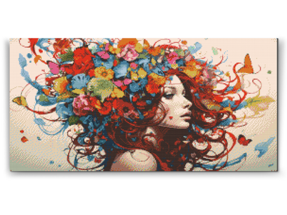 Diamond Painting - Dame med sommerfugle i håret