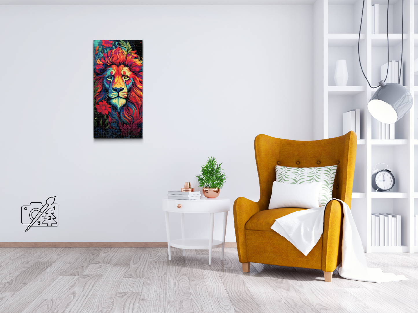 Diamond Painting - Løve i blomsterne