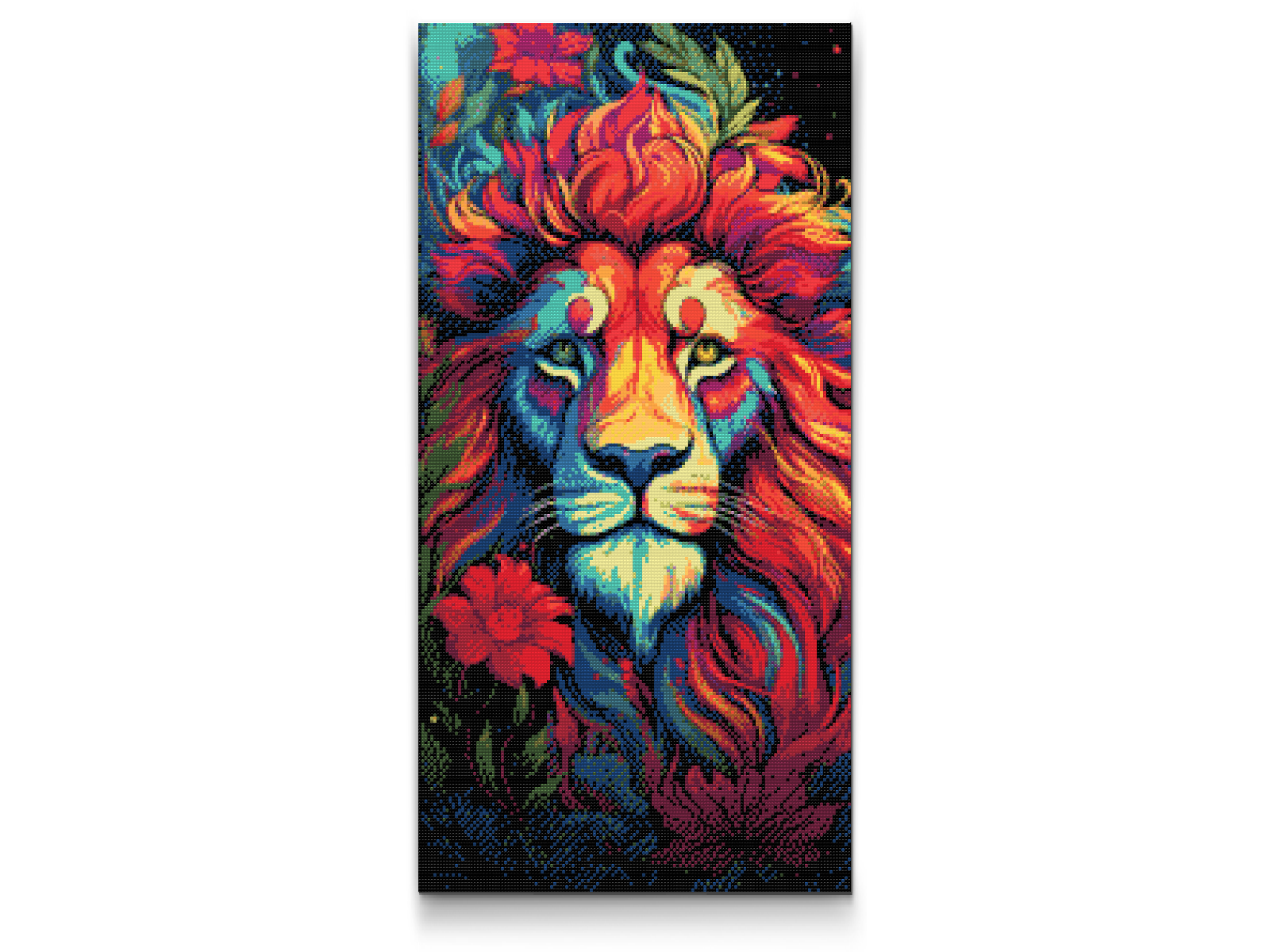 Diamond Painting - Løve i blomsterne