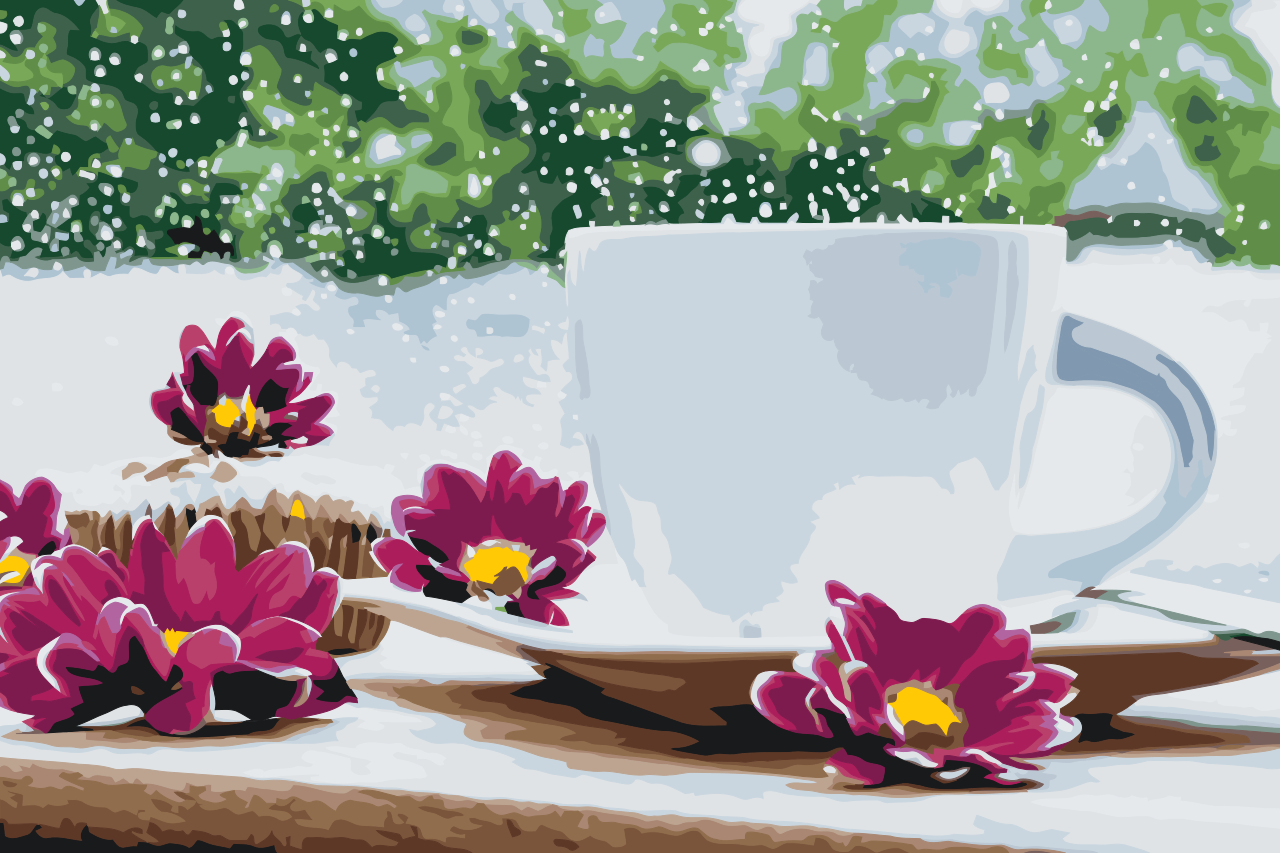 Paint by Numbers - Vintereftermiddag med en kop te
