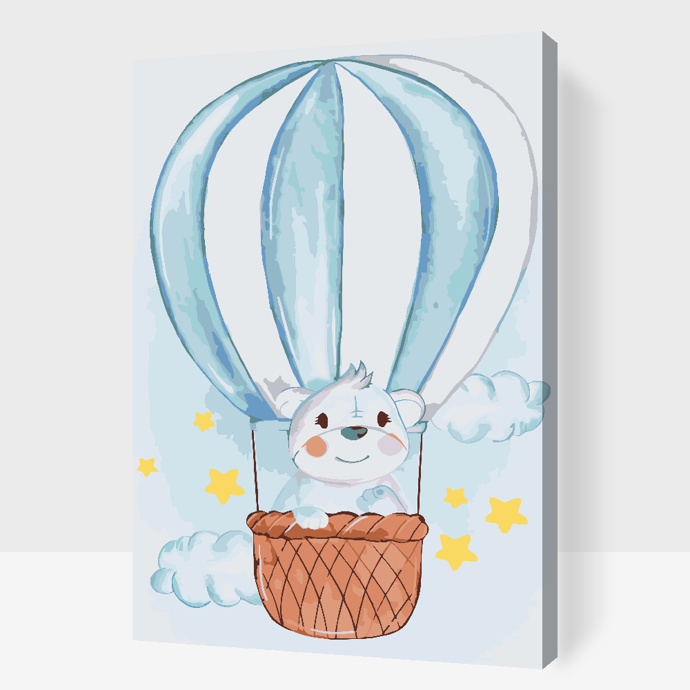 Paint by Numbers - Teddybjørn i en varmluftsballon