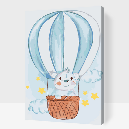 Paint by Numbers - Teddybjørn i en varmluftsballon