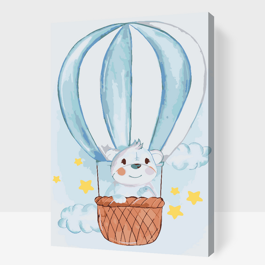 Paint by Numbers - Teddybjørn i en varmluftsballon