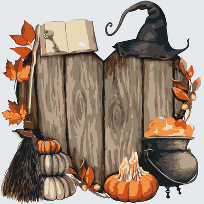 Paint by Numbers - Træhjerte til Halloween