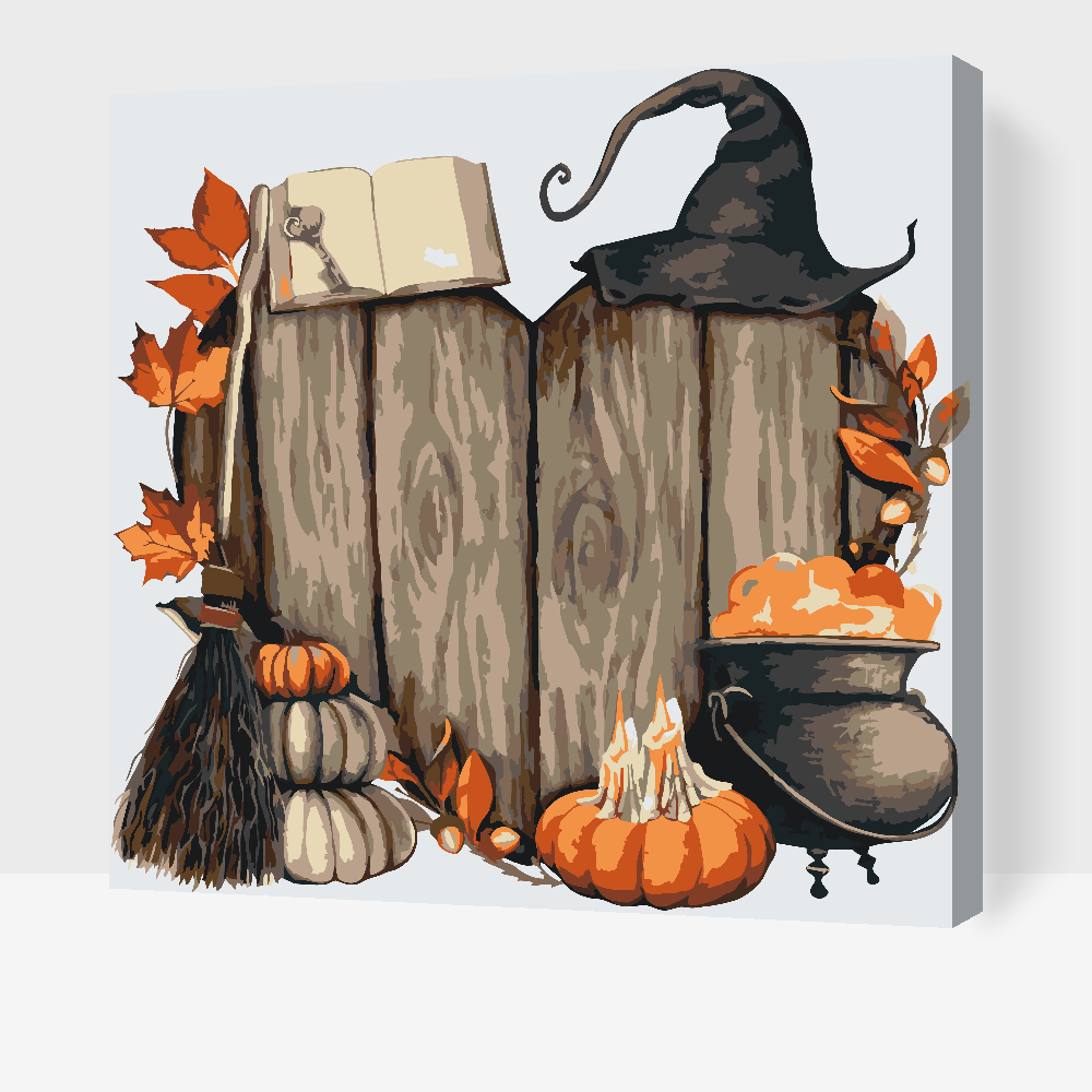 Paint by Numbers - Træhjerte til Halloween