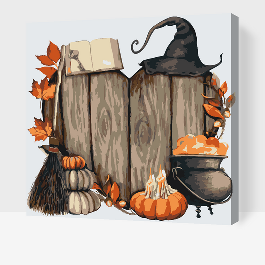 Paint by Numbers - Træhjerte til Halloween