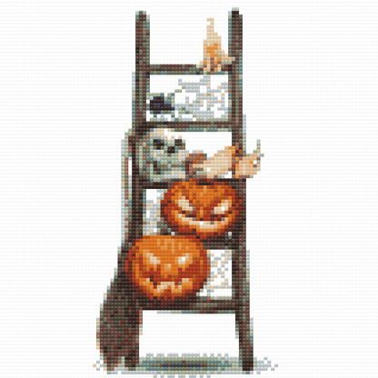 Diamond Painting - Halloween på en stige