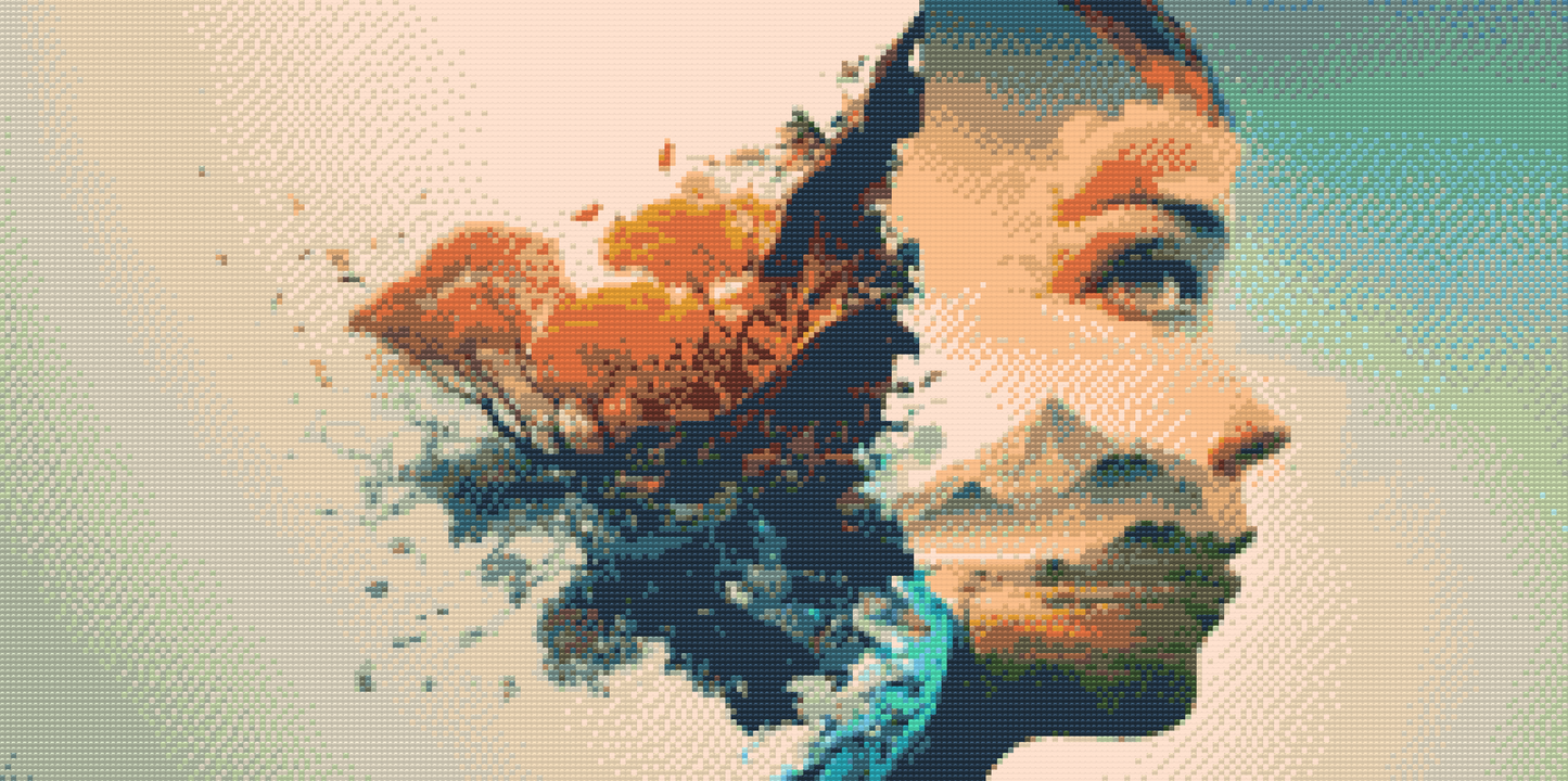 Diamond Painting - Ansigt, bjerg, træ