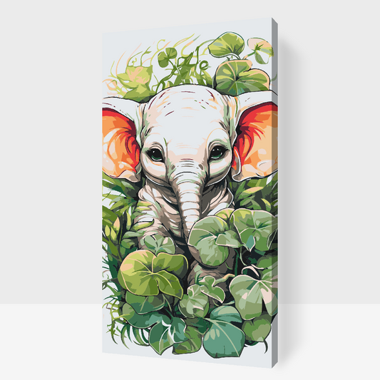 Paint by Numbers - Elefantkalv blandt planterne