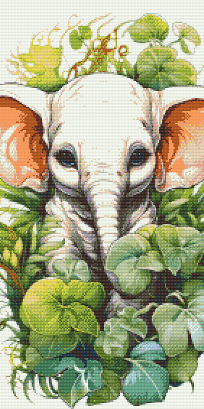 Diamond Painting - Elefantkalv blandt planterne