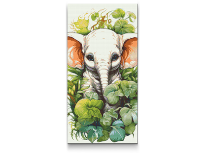 Diamond Painting - Elefantkalv blandt planterne