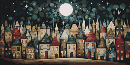 Paint by Numbers - Små huse om natten